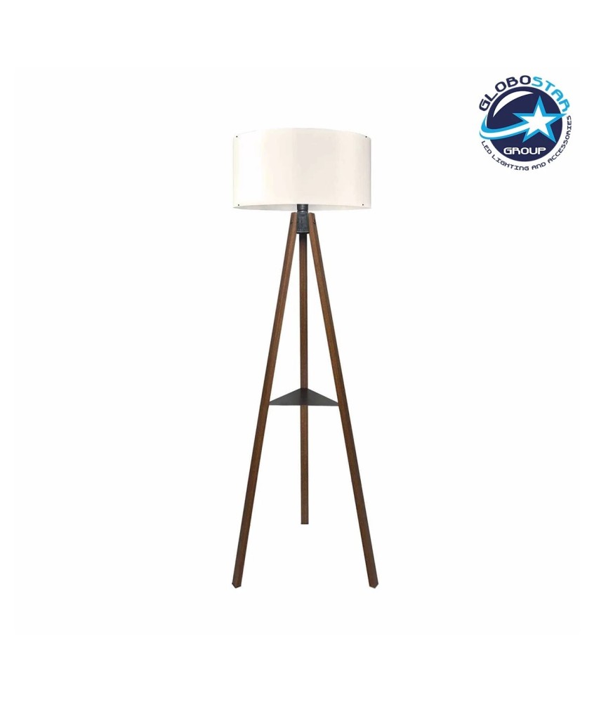 GLOBOSTAR® SHELF 204-0129 Μοντέρνο Επιδαπέδιο Φωτιστικό με Ντουί 1 x E27 AC 220-240V IP20 - Καφέ & Μπεζ - Μ38 x Π38 x Υ135cm
